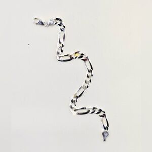 .925 Italian Sterling Silver 7” 6mm Figaro Bracelet NWOT